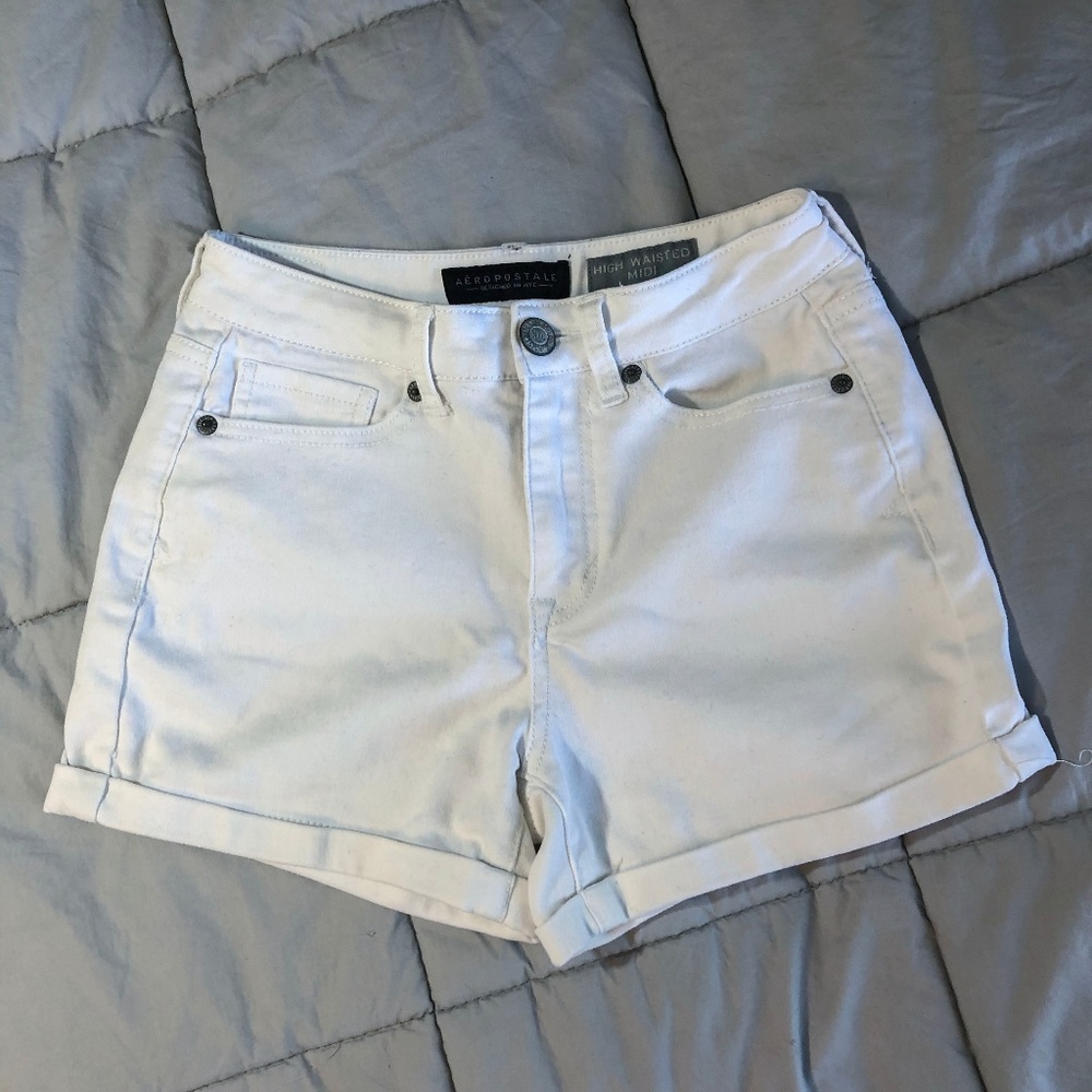 White High Waisted Shorts